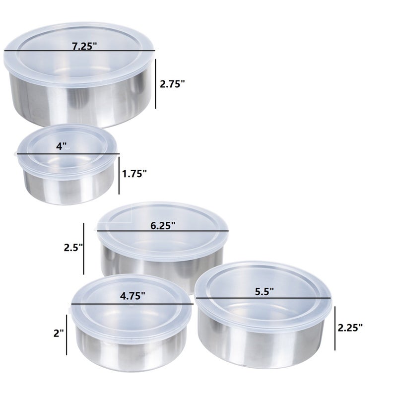 Chef Buddy Stainless-Steel Bowls with Lids - 5-Piece Nesting Mixing Bowls Set for Prepping, Serving, and Storing - Kitchen Essentials for New Home - Image 3